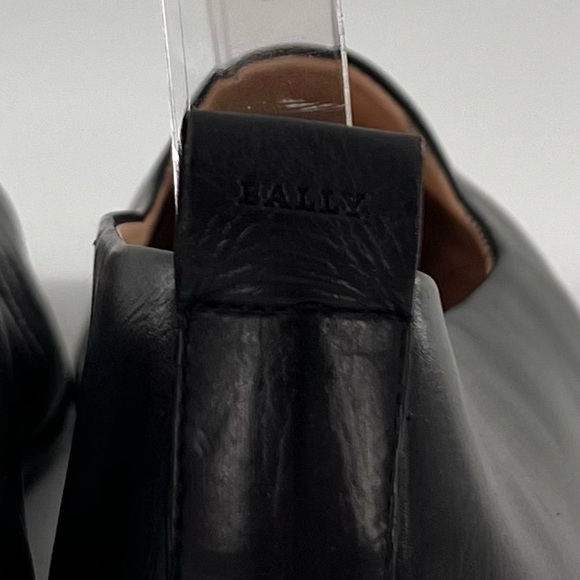 Bally Alba flats 6 black Italian leather smoking loafers old money minimalist - Picture 9 of 12